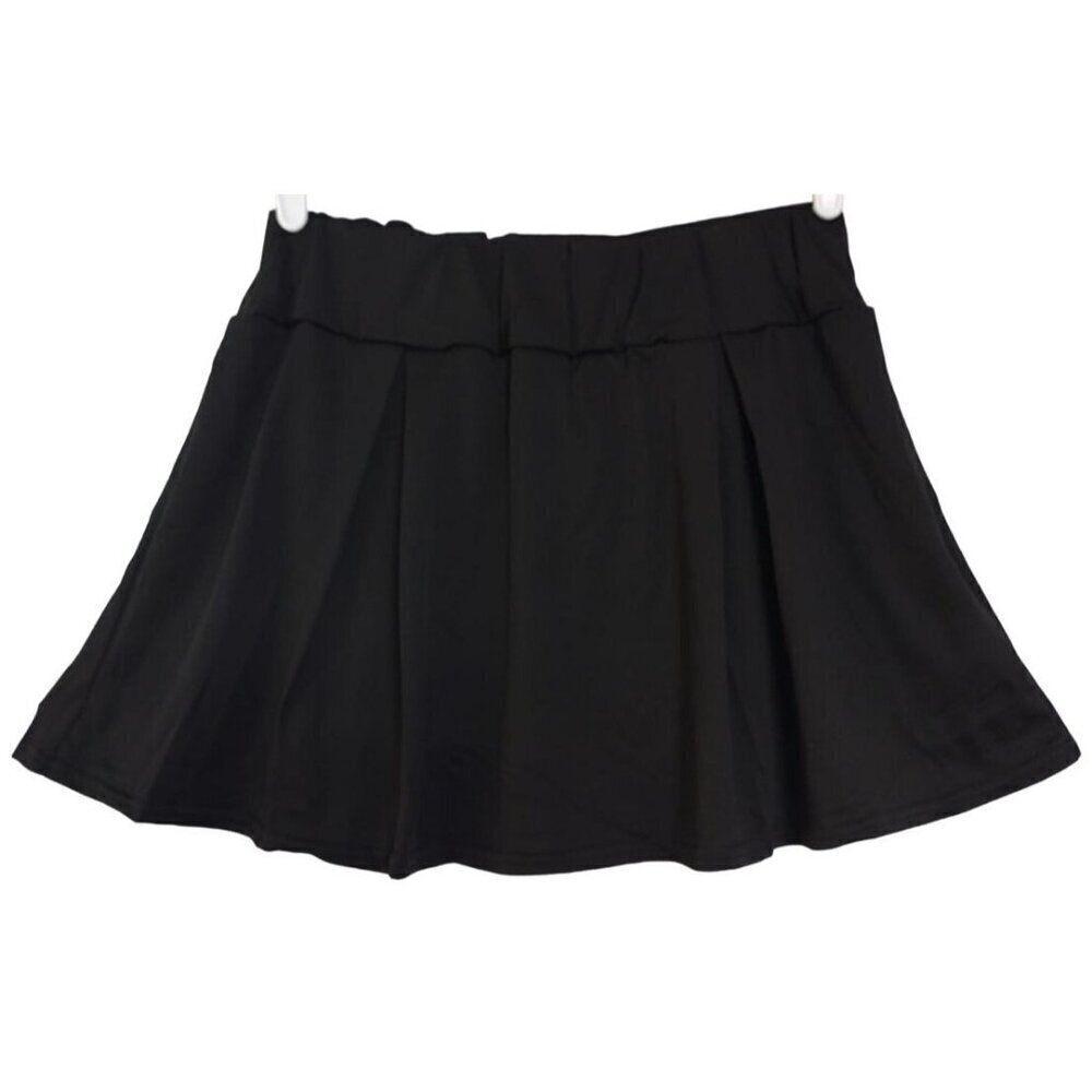 Black 3XL Skater Skirt With Built-In Shorts Elastic Waist, For Girls.